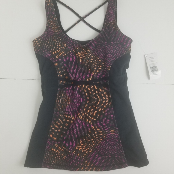 Fabletics XS Hawthorne Tank Geometric Pink Black Orange Shelf Bra - Picture 2 of 7